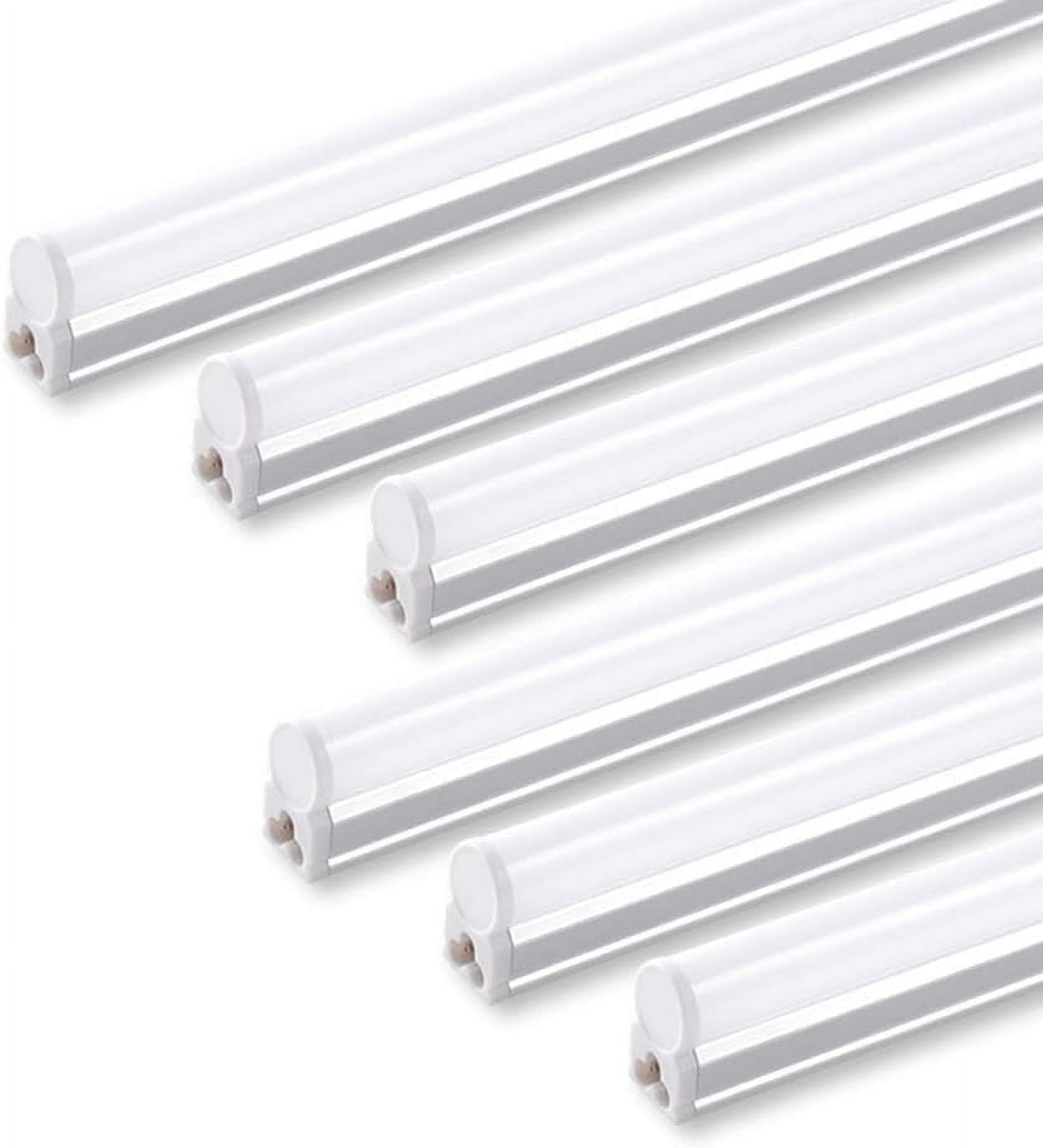 6 Pack LED T5 Single Fixture, 4FT, 2200lm, 4000K Daylight Glow, 20W, Utility Shop Light, Ceiling and Under Cabinet Light, ETL Listed, Corded Electric with ON/Off Switch
