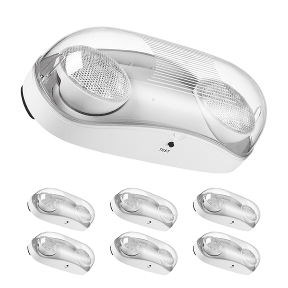 6 Pack LED Emergency Light with Battery Backup, Wet Location, UL Listed, 120/277V, Commercial Emergency Exit Light