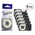 thumbnail image 1 of 6/Pack LM Tapes Premium Compatible with Casio XR6WE 3/8 In Black on White Tape Cassette, 1 of 1