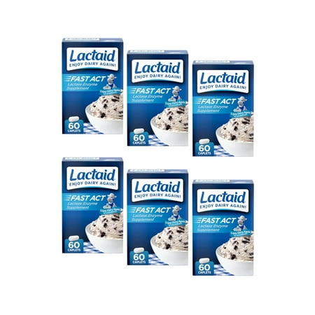 6 Pack Lactaid Fast Act Lactase Enzyme Supplement 60 Caplets Each