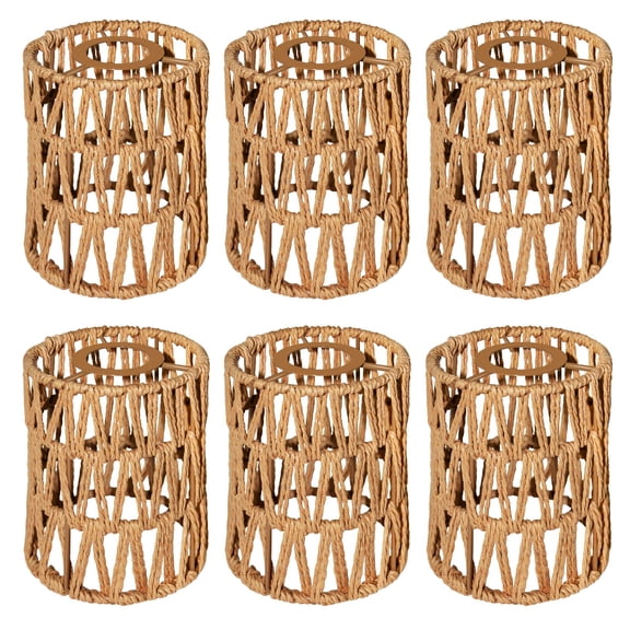 6 Pack-Lampshade Rattan Boho Woven Light Shades for Floor Pendant Ceiling Table Lamps