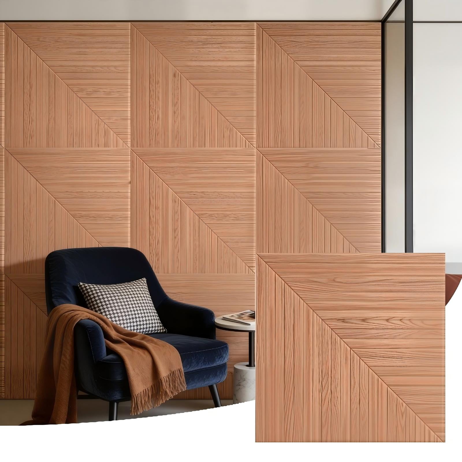 6 Pack Large Acoustic Panels, 23.6*23.6 Inch Decorative Sound Absorbing Panels, Noise-Reducing and Flame-retardant for Studio, Home (Triangle Log Light )