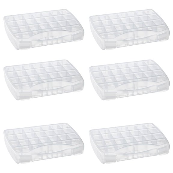 6 Pack: Large Adjustable Compartment Bead Storage Box with Handle by Bead Landing