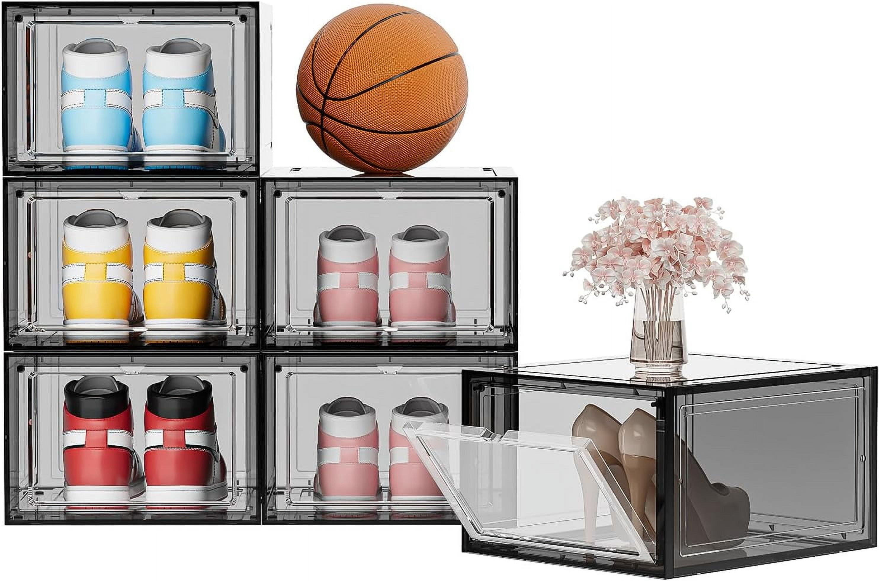 6 Pack Large Capacity Clear Acrylic Shoe Organizer with Magnetic Door ...