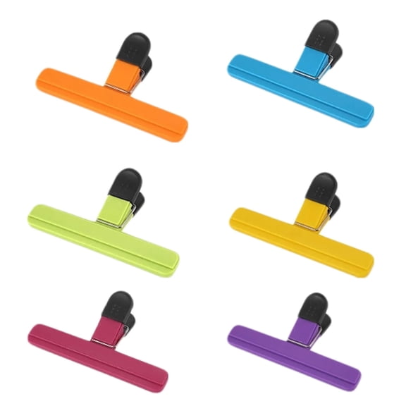 6 Pack Large Chip Bag Clips for Food Storage, Plastic Heavy Duty Bag Sealing Clips with Non-Slip Grip, Assorted Colors for Snacks Coffee and Kitchen Use