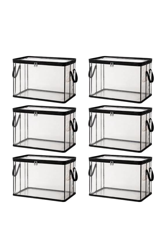 6 Pack Large Clear Travel Packing Cube, See-Through PVC Organizer, Vinyl Zippered Storage Bags Multipurpose Pouch with Handle for   Sweaters Shirts Dress Storage