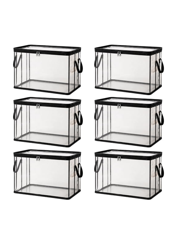 6 Pack Large Clear Travel Packing Cube, See-Through PVC Organizer, Vinyl Zippered Storage Bags Multipurpose Pouch with Handle for Sweaters Shirts Dress Storage