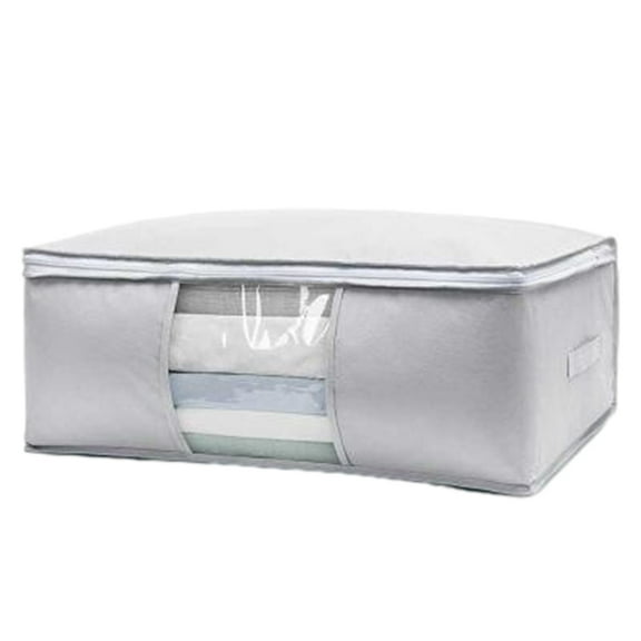 6-Pack Large Clothing Storage Bags with Handles, Foldable Zippered Organizers for Clothes, Pillows, and Blankets, Space-Saving Moving Bags ( Gray )