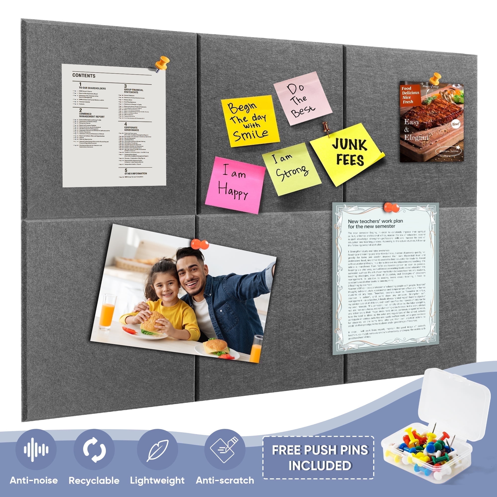 White Boards VUSIGN 30"x20" White Linen Cork Board – Framed Bulletin Board With Push Pins For Wall, Home & Office Push Pin Board