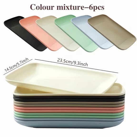 6 Pack Large Dinner Plates Heavy Duty Melamine Dishwasher Safe Colorful Set