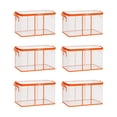 thumbnail image 1 of 6 Pack Large Heavy-Duty Thick Plastic Clear Storage Bag for Clothes, Stackable Bin with Zipper Lid Handles, Ideal for Moving Dorm Closet Organization Home Supplies (Orange,17.32" x 13.39" x 9.84"), 1 of 8