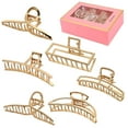 thumbnail image 1 of 6 Pack Large Metal Hair Claw Clips - 4 Inch Big gold hair clips,Perfect Jaw hair clamps for Women and Thinner,Thick hair styling,Strong Hold Hair,Fashion Hair Accessories (Style 1), 1 of 8