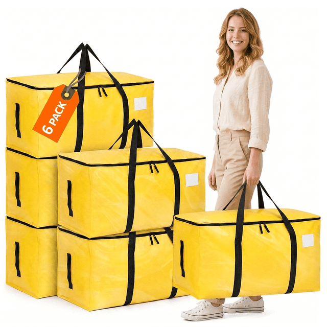 6 Pack Large Moving Bags and Storage Bag, 90L Heavy Duty Moving Boxes ...