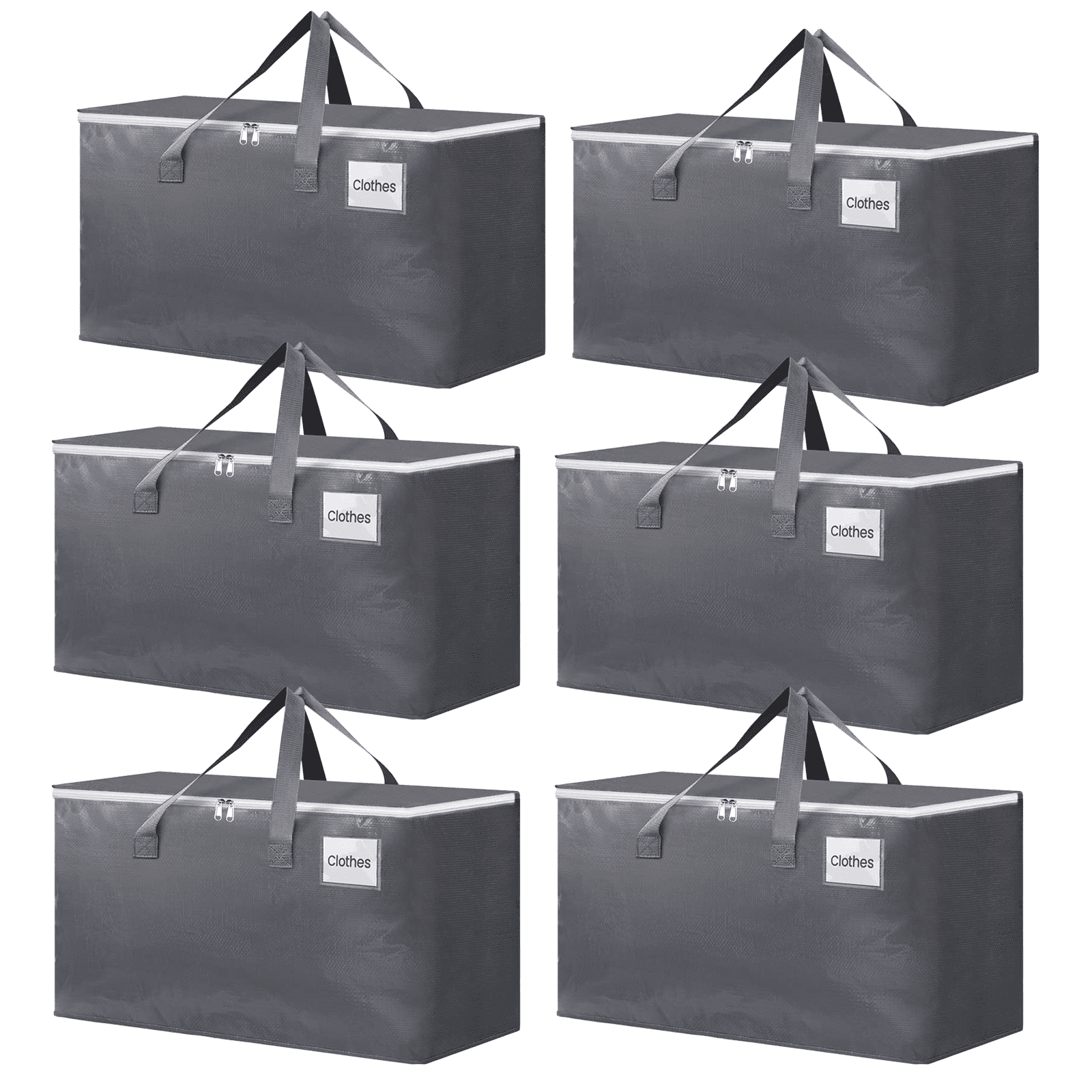 6 Pack Large Moving Boxes and with Zippers & Handles Moving Supplies with lids, Heavy Duty Totes for Storage Bags for Space Saving, Fold Flat, Moving and Storing 93L