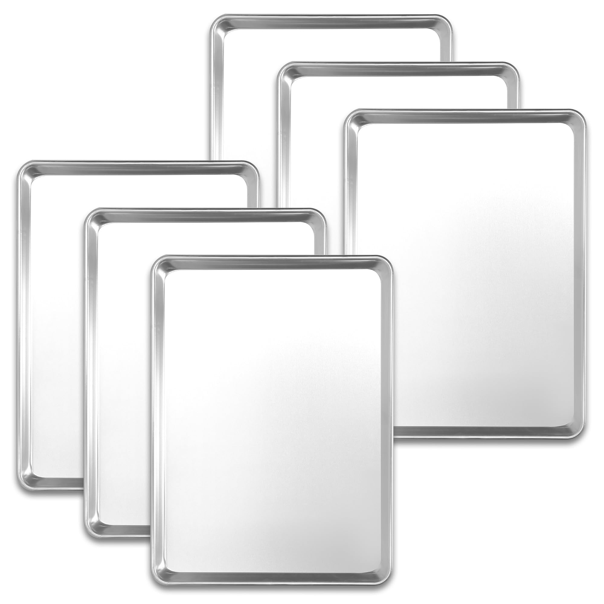 Aluminum Baking Sheet Pans Standard 15"×21" (Large Size 6 Pack) Cookie Sheets