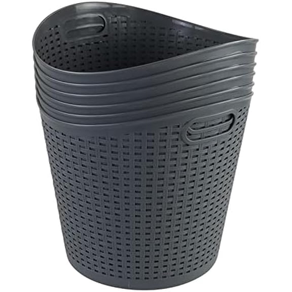 6-Pack Large Storage Basket, 30 L Plastic Laundry Hamper/Laundry Basket, Gray$$Home Decor, Kitchen, & Other