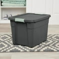 thumbnail image 1 of 6-Pack Latch Tote, Stackable Plastic Storage Container Bins with Lids, 12 Gallon, Gray/Green, 1 of 8