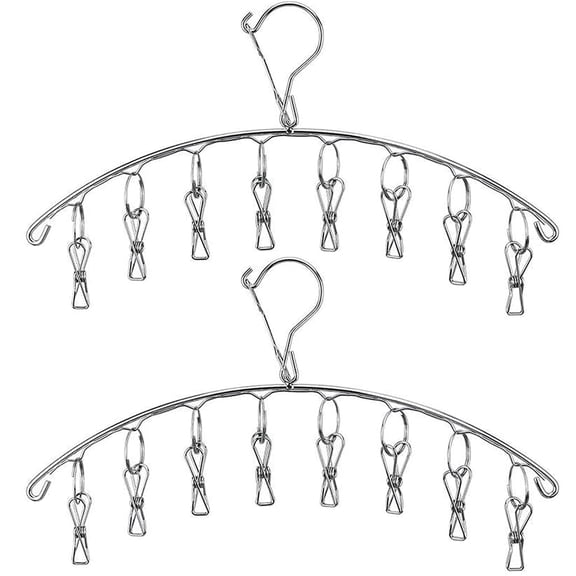 6 Pack Laundry Drying Hanger Rack, Stainless Steel Sock Underwear Peg Hanger with 10 Pegs Windproof