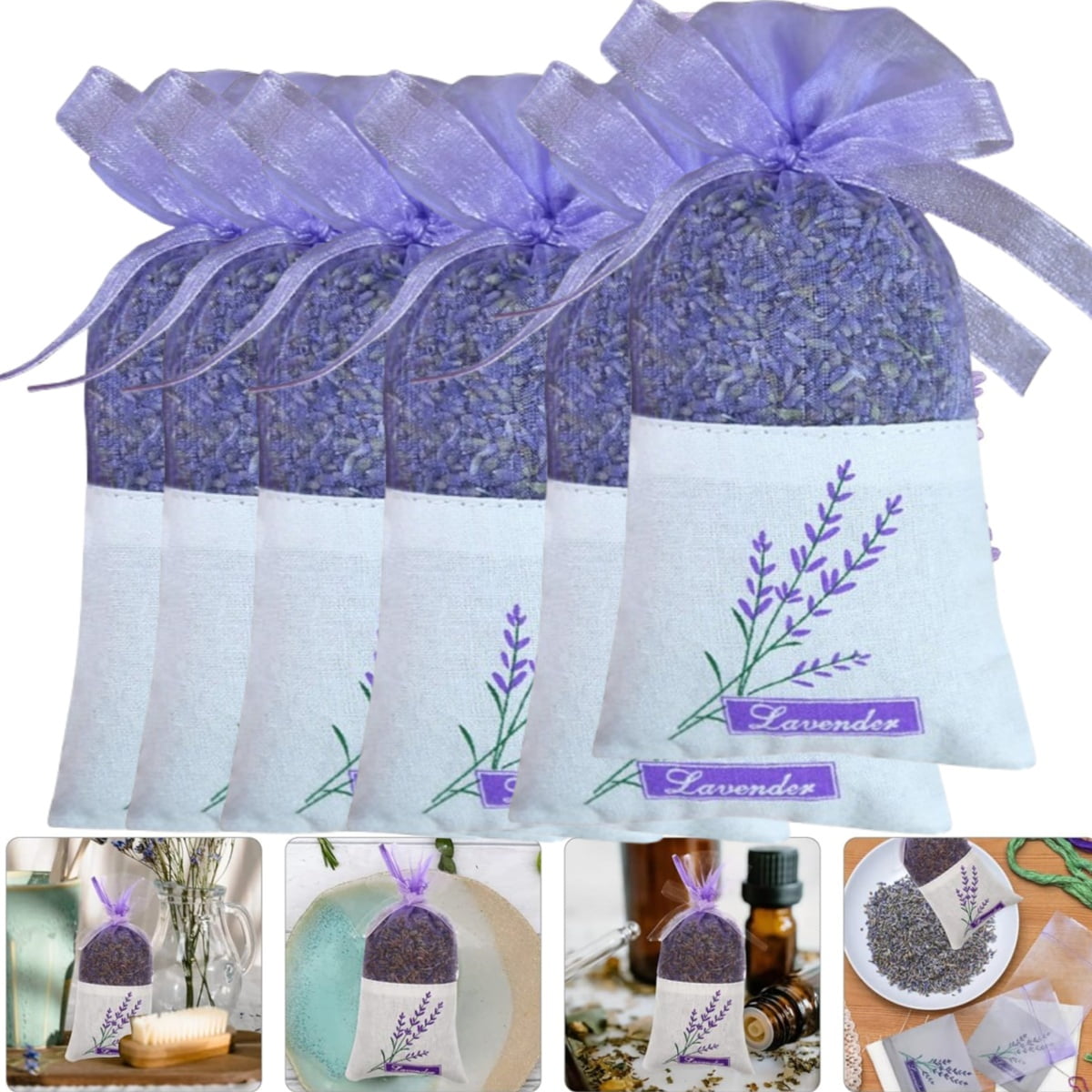 6 Pack Lavender Sachet Bags for Drawers and Closets, Long-lasting Lavender Scented Sachets, Home Fragrance Oder Eliminator, Hanging Closet Air Freshener
