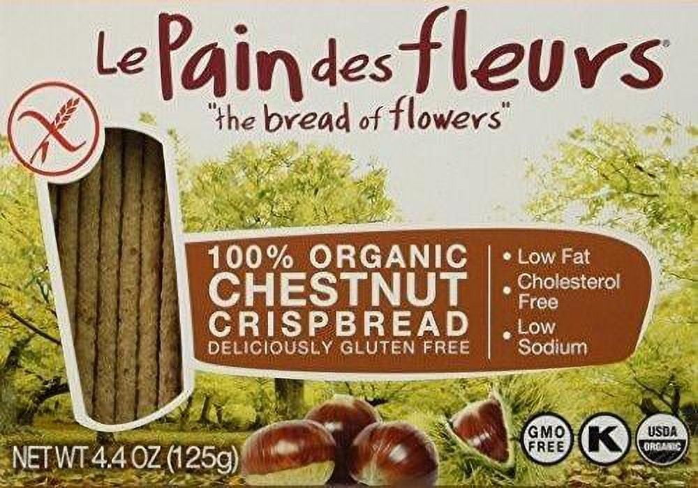 6 Pack : Le Pain Des Fleurs Crispbread, Chestnut, 4.4 Ounce : Packaged Flatbread Snack Crackers