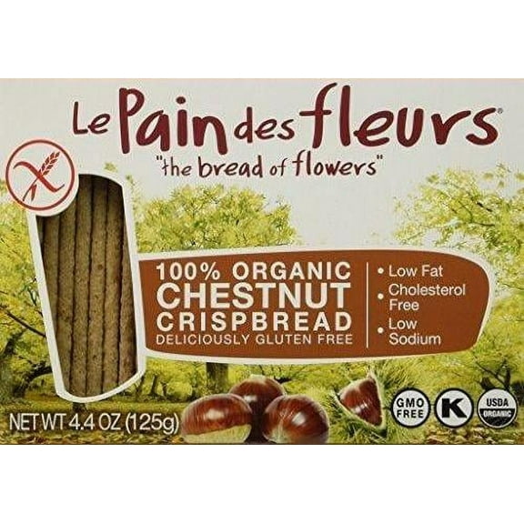 6 Pack : Le Pain Des Fleurs Crispbread, Chestnut, 4.4 Ounce : Packaged Flatbread Snack Crackers