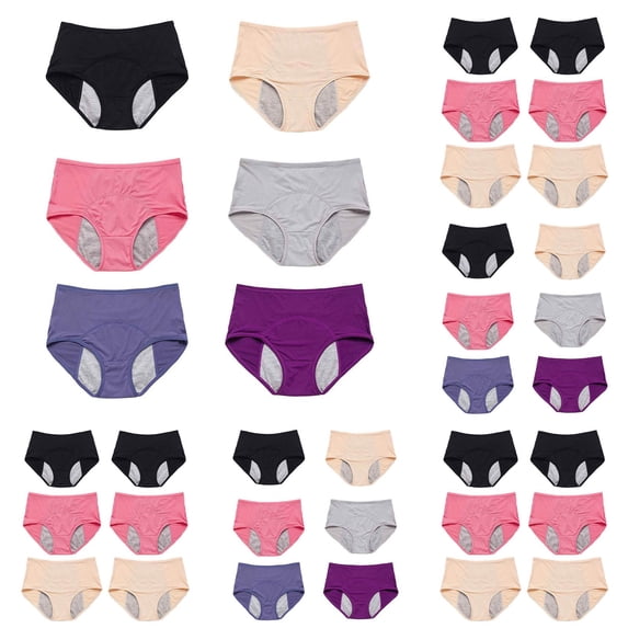 6 Pack Leakproof Panties for Women Over 60s With Incontinence Full Coverage High Waist Briefs Mesh Breathable Underwear Grey XL
