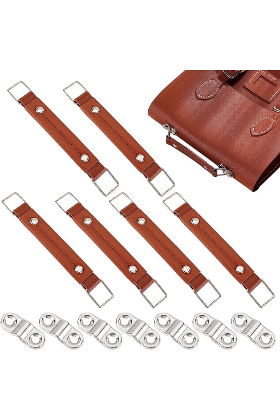 6 Pack Leather Luggage Part Handle 5.7 Inch Luggage Handle Pull Repair Replacement Luggage Case Handle Grip for Suitcase Password Box Spare Carry Strap Short Briefcase Handle Brown Mixed Color