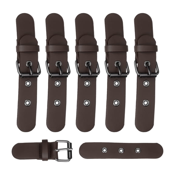 6 Pack Leather Snap Buckle Lock, 4.3"-5.5" Long Sew on Toggle Closure Buckle Alloy Leather Clasp Fasteners Replacement Snap Toggle for DIY Craft Sewing, Dark Coffee Brown/Gunmetal