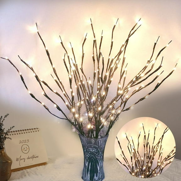 6 Pack Led Branch Light Battery Operated Lighted Branch Vase Filler Willow Tree Artificial Little Twig Power Brown 30 Inch 20 LED Light Up  for Indoor Romantic Home Decoration