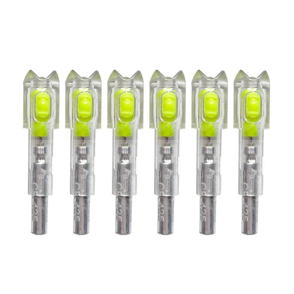6 Pack Led Nocks For Arrows - Auto Light Up Nocks With 0.25 Inch (6.4Mm) Inner Diameter, Universal For Mixed Carbon Arrow Shafts, Yellow