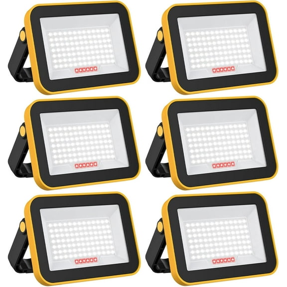 6 Pack Led Work Light Rechargeable Portable Work Light SMD LED Super Bright Flood Light Working Lamp Stand USB Cordless Battery Powered Worklight Tool for Outdoor Camping