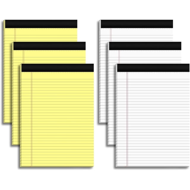 6 Pack Legal Pads 5x8 College Ruled Notepads for Homework, 30 Sheets