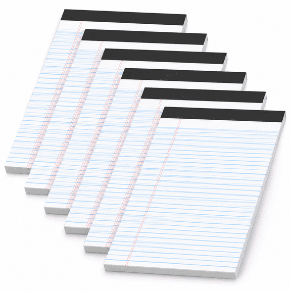 6 Pack Legal Pads 8.5 X 11 White College Ruled 30 Sheets Each | Heavyweight Paper Ink Bleed Resistant Smooth Writing Durable Card