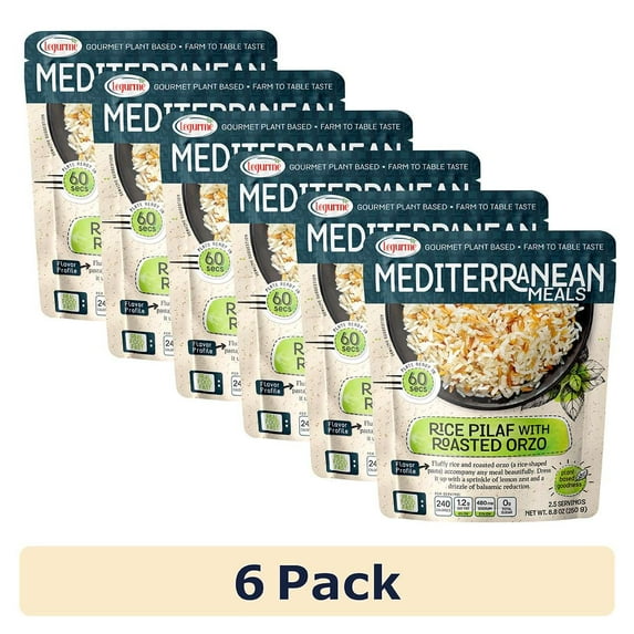 (6 Pack) Legurme Ready to Eat Rice Pilaf with Roasted Orzo, Plant Based, Vegan, NO Preservatives, NO Colorants, NO Artificial Flavors, 8.8 oz