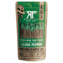 Righteous Felon Meat Sticks - Gluten Free & Keto Turkey Sticks - Low Sugar & High Protein Snacks - Lemon Pepper, 6 Pack