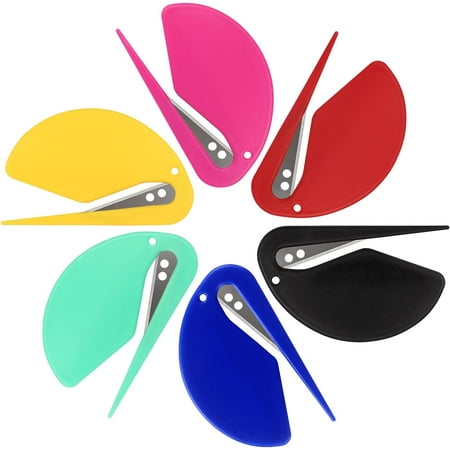 6 Pack Letter Opener Envelope Slitter Set Sharp and Efficient Open Envelopes with Ease (Black/Red/Yellow/Green/Rose/Blue)