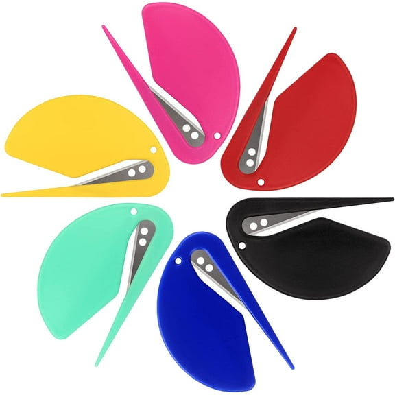 6 Pack Letter Opener Envelope Slitter Set Sharp and Efficient Open Envelopes with Ease (Black/Red/Yellow/Green/Rose/Blue)