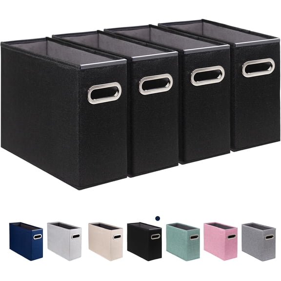 6 Pack Letter Size File Storage Box Collapsibleļ¼Fabric Hanging File Folders Organizer, Portable Office Document Holder with Metal Handle, Smooth PVC Rails