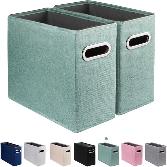 6 Pack Letter Size File Storage Box Collapsible，Fabric Hanging File Folders Organizer, Portable Office Document Holder with Metal Handle, Smooth PVC Rails
