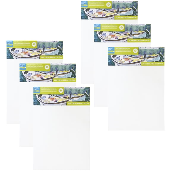 24" x 36" Level 3 Gallery Wrapped Heavy Duty Canvas by Artist's Loft - Archival - Acid Free Cotton Canvas for Acrylic and Oil Paint - Bulk 6 Pack