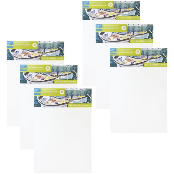 24" x 36" Level 3 Gallery Wrapped Heavy Duty Canvas by Artist's Loft - Archival - Acid Free Cotton Canvas for Acrylic and Oil Paint - Bulk 6 Pack
