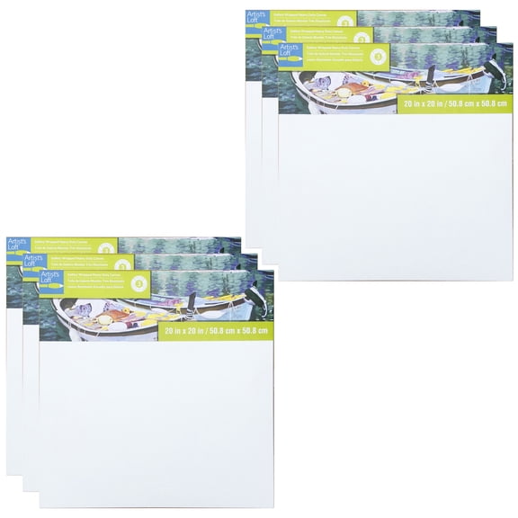 20" x 20" Level 3 Gallery Wrapped Heavy Duty Canvas by Artist's Loft - Acid Free Cotton Canvas for Paint - Acrylic - & Oils - Bulk 6 Pack
