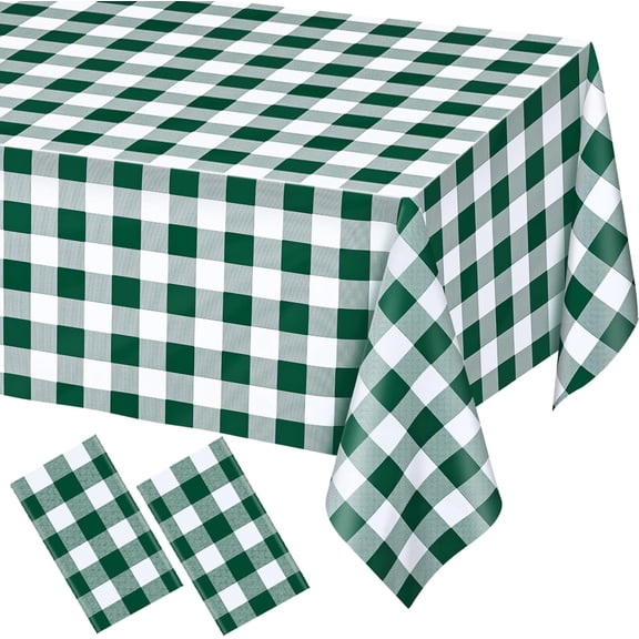 6 Pack Light Blue Gingham Tablecloth Rectangular Pale Blue and White Checkered Tablecloths Disposable Plastic Plaid Table Cover for Parties, Outdoor Picnic, Birthday, Wedding, Camping 54 × 108 Inch