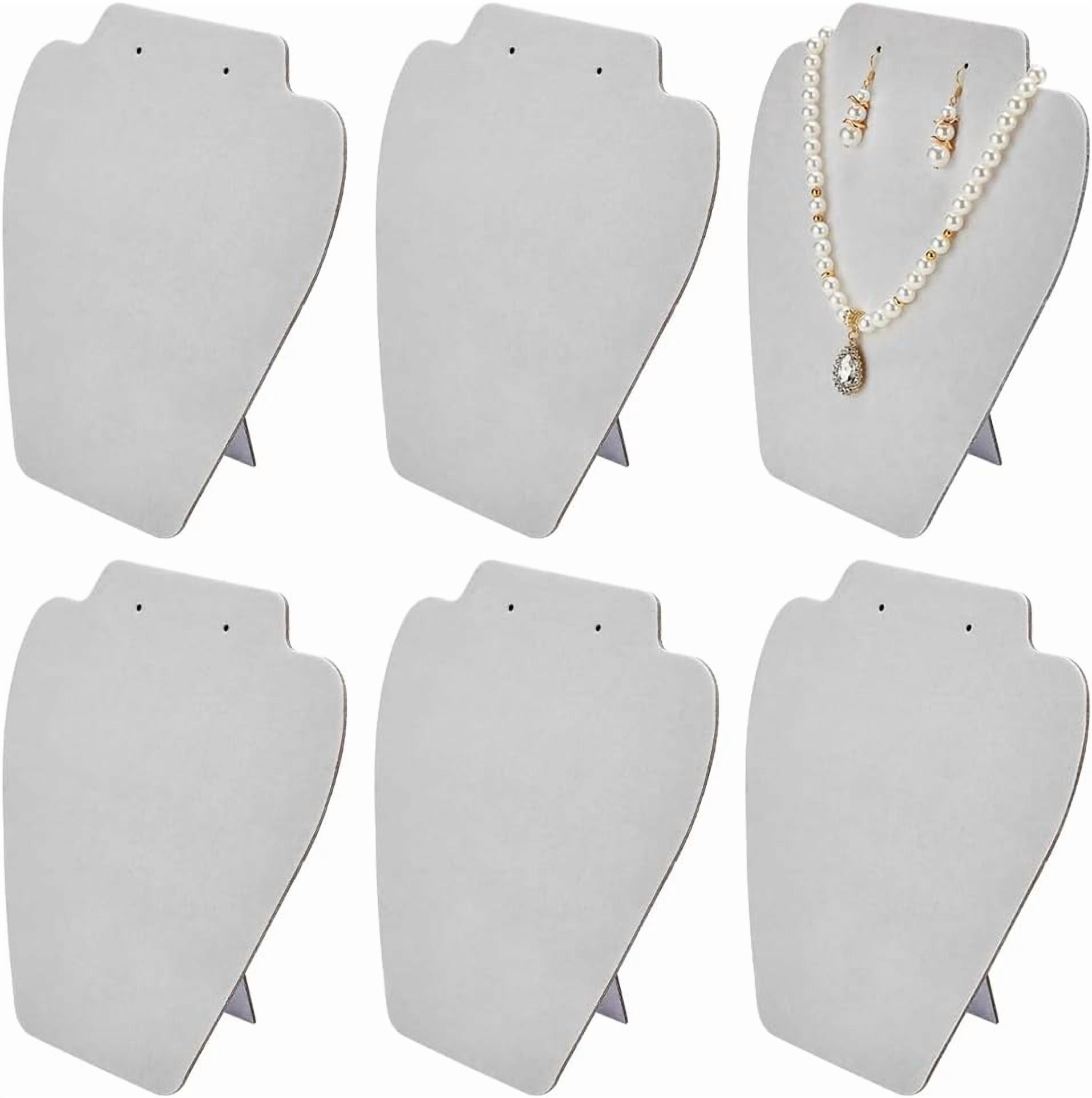6-Pack Light Grey Velvet Jewelry Display Busts 8" Tall 3D Necklace and Earring Organizer Stands for Retail Shows