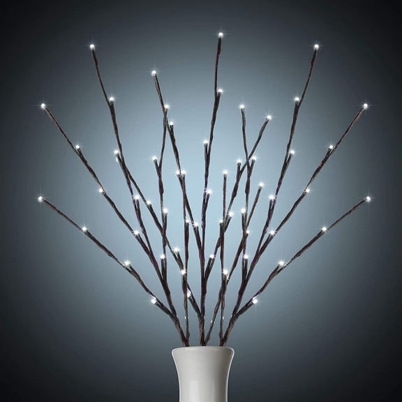 6 Pack Lighted Branches for Vases Plug in - 30Inch LED Christmas DIY Twig Pathway Lights, Artificial Tree Bendable Xmas Fairy Lights with Stakes for Outdoor Indoor Party Decoration, Pure White