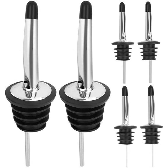 6 Pack Liquor Bottle Pourers, Liquor Pour Spout for Liquor Bottles, Stainless Steel Olive oil Dispenser Spout, Alcohol Pourer Spouts Dust Caps Covers, Sliver