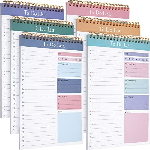 6 Pack To Do List Notepad Daily to Do List Notepad 6.5 x 9.8 Inches Notebook Undated 52 Sheets Paper Planner Daily for Work Planning Pad for School Office Student$$Office