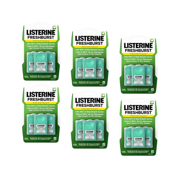 6 Pack - Listerine Breath Strips, Fresh Burst, 3x24 count each