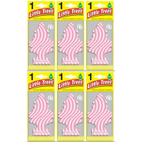 6 Pack Little Trees Bubble Gum Scent Car and Home Air Fresheners