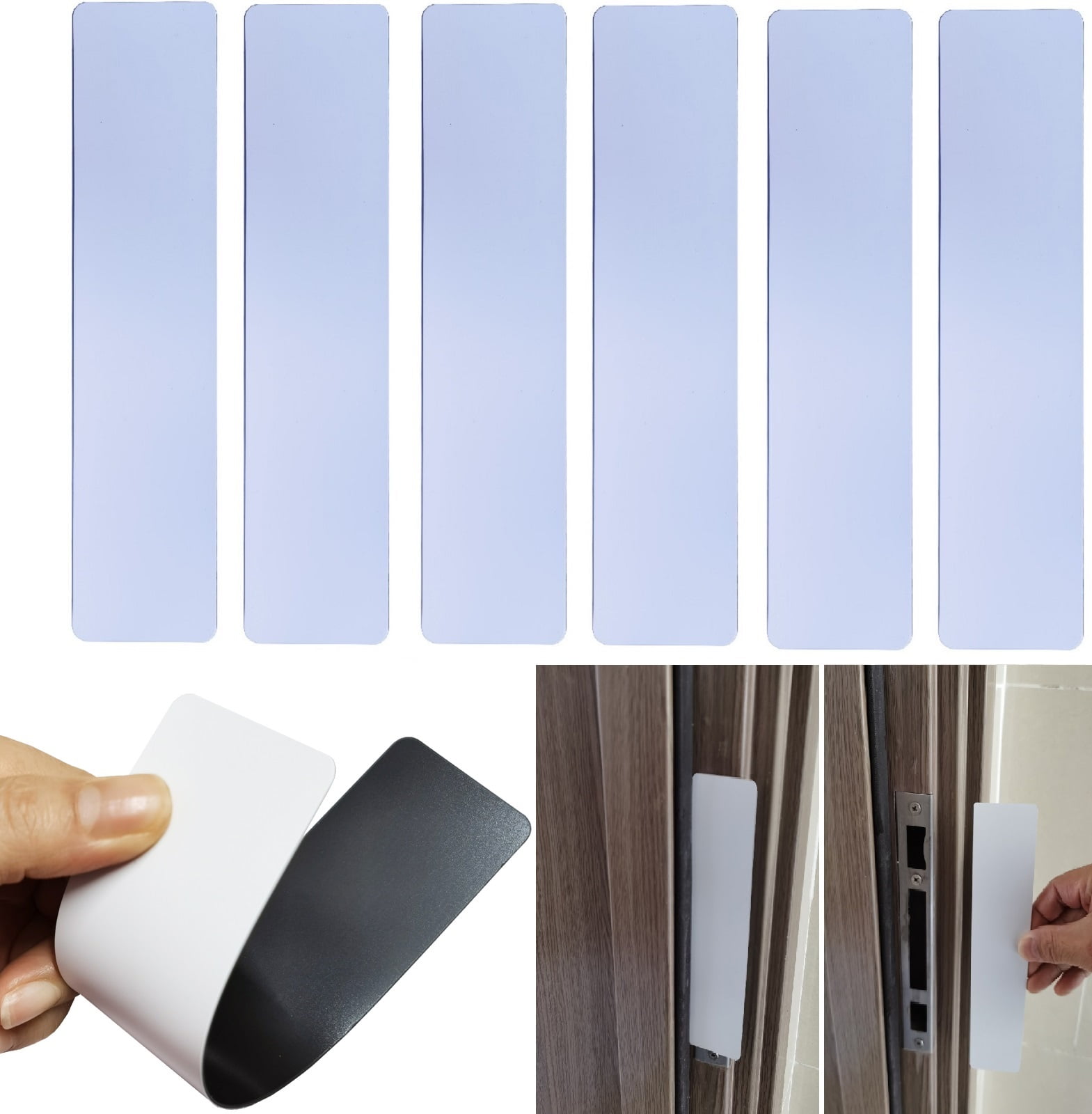 30 Pack Lockdown Magnetic Strips Door Security Devices Thin Magnetic Strips  School Office Emergency Easy Quick Lock Door Latch (30Pcs, White) 